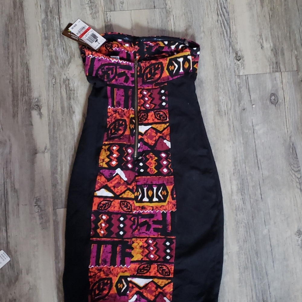 Black strapless midi dress